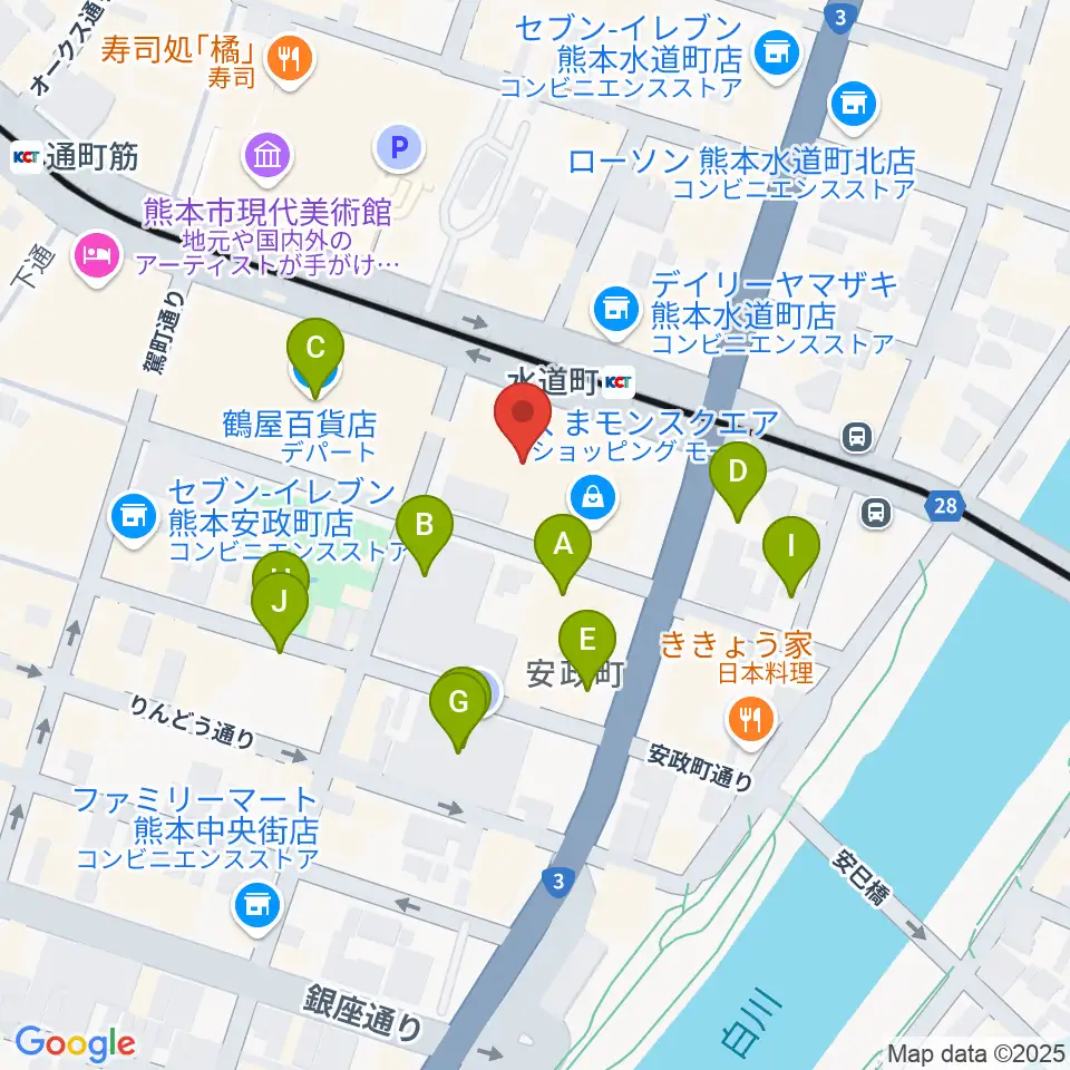 鶴屋ホール周辺の駐車場・コインパーキング一覧地図