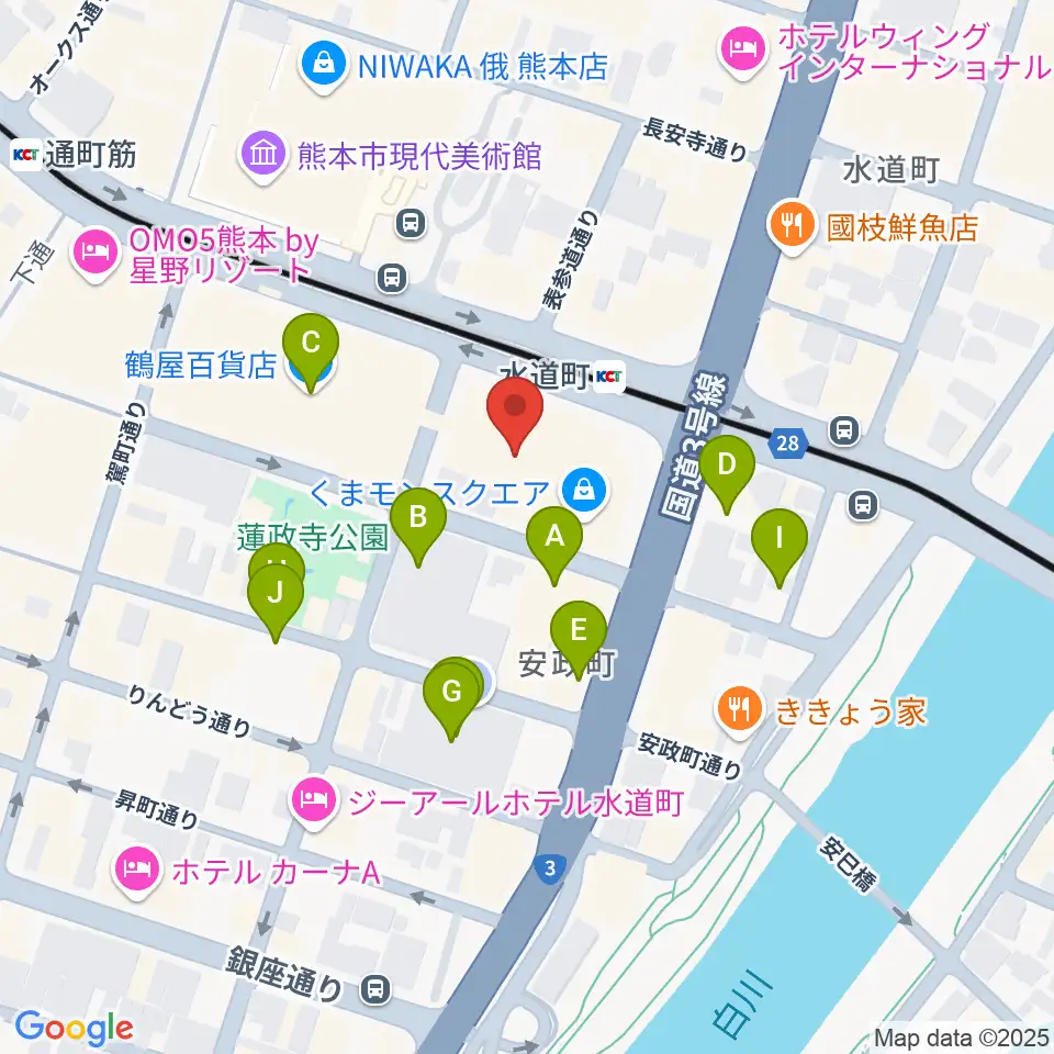 鶴屋ホール周辺の駐車場・コインパーキング一覧地図