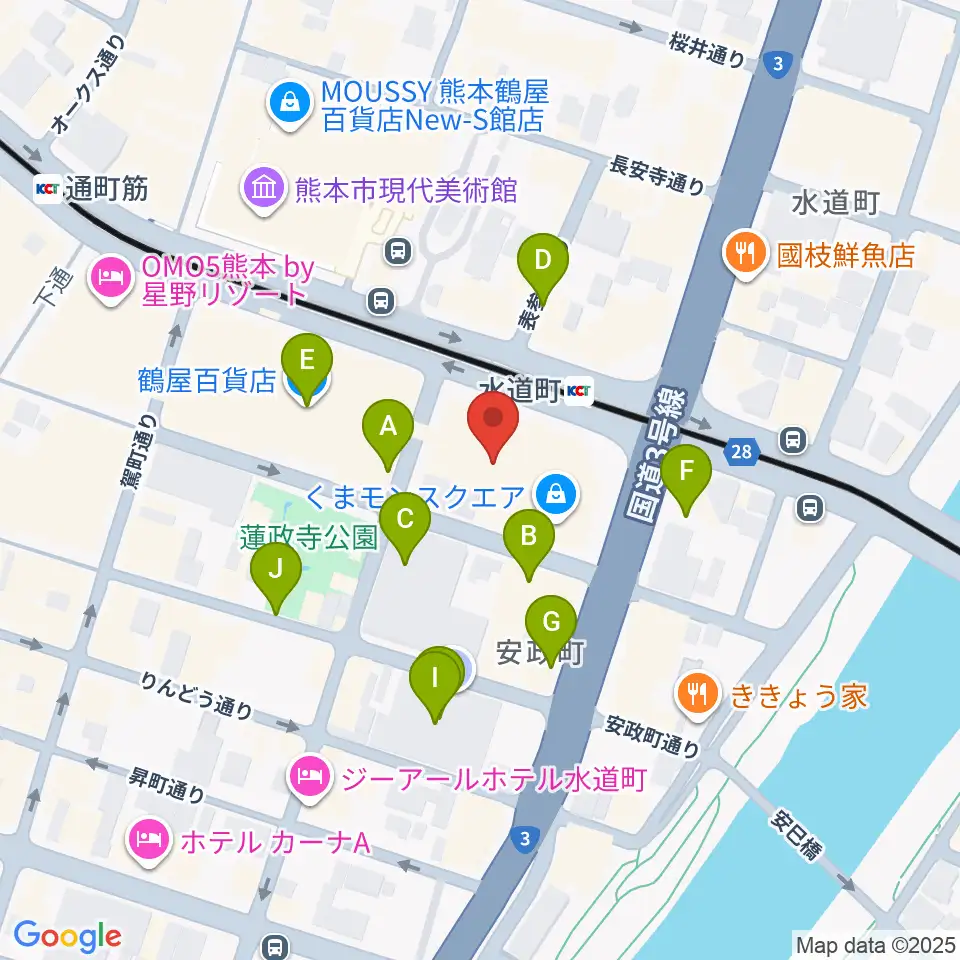 鶴屋ホール周辺の駐車場・コインパーキング一覧地図