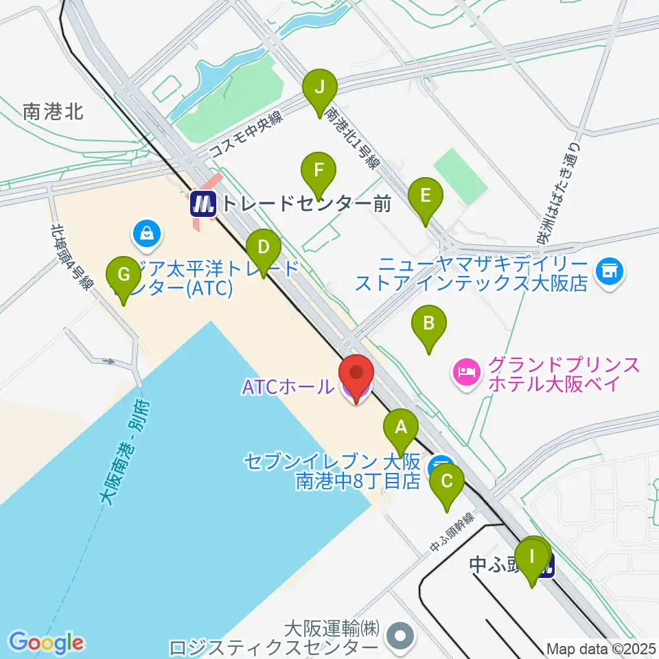 ATCホール周辺の駐車場・コインパーキング一覧地図