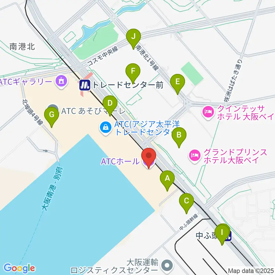 ATCホール周辺の駐車場・コインパーキング一覧地図