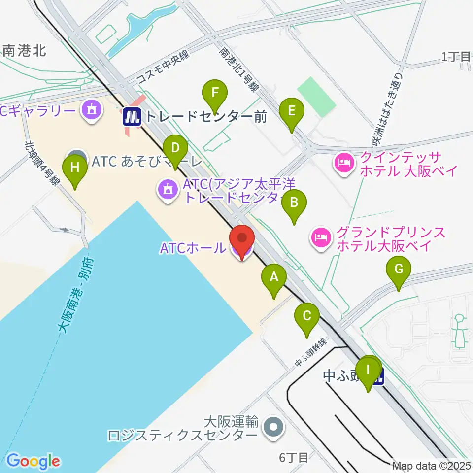 ATCホール周辺の駐車場・コインパーキング一覧地図