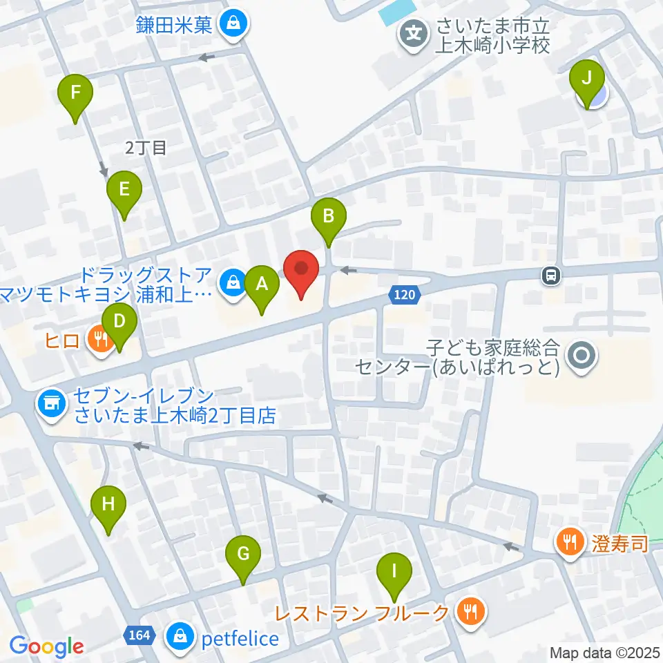 柏屋楽器 木崎ミュージックセンター周辺の駐車場・コインパーキング一覧地図