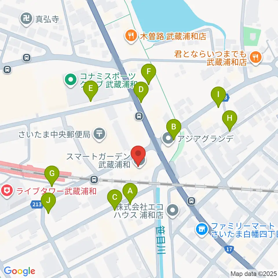 柏屋楽器 武蔵浦和ミュージックセンター周辺の駐車場・コインパーキング一覧地図