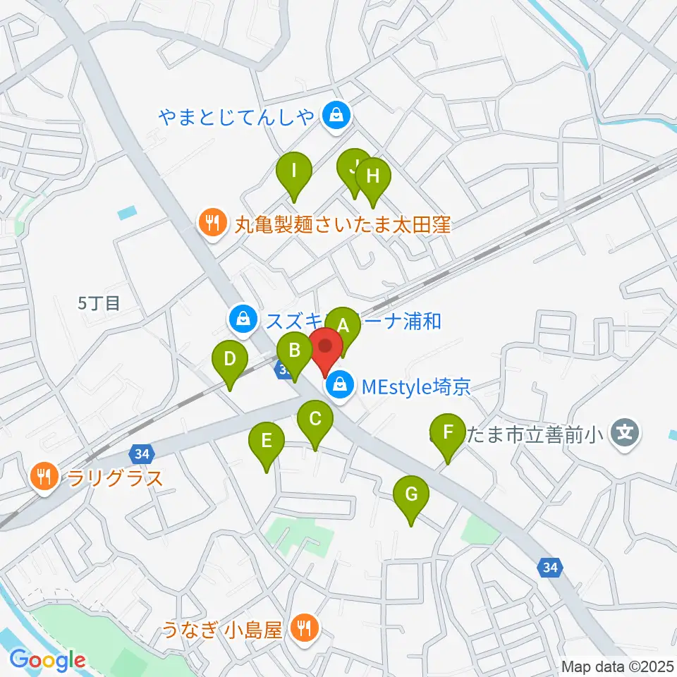 柏屋楽器 ミュージックサロン浦和南周辺の駐車場・コインパーキング一覧地図