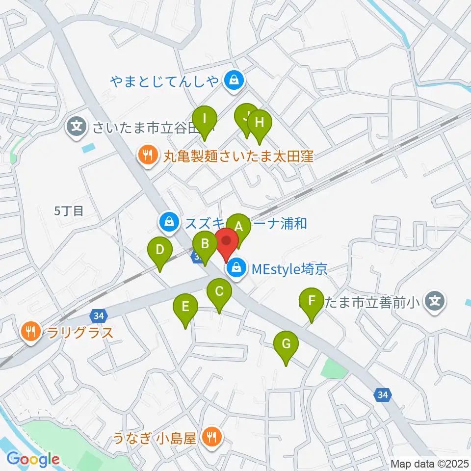 柏屋楽器 ミュージックサロン浦和南周辺の駐車場・コインパーキング一覧地図