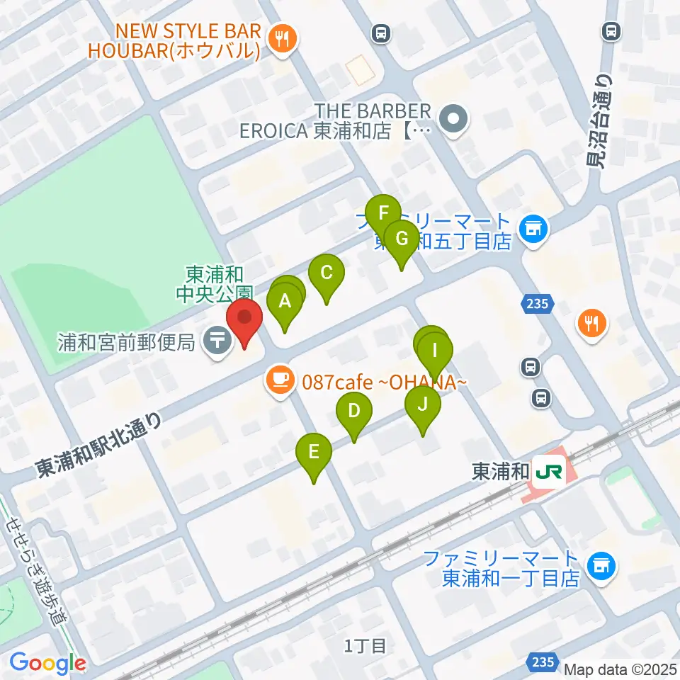 柏屋楽器 東浦和ミュージックセンター周辺の駐車場・コインパーキング一覧地図