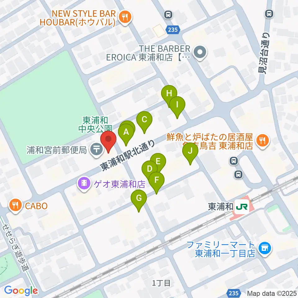 柏屋楽器 東浦和ミュージックセンター周辺の駐車場・コインパーキング一覧地図