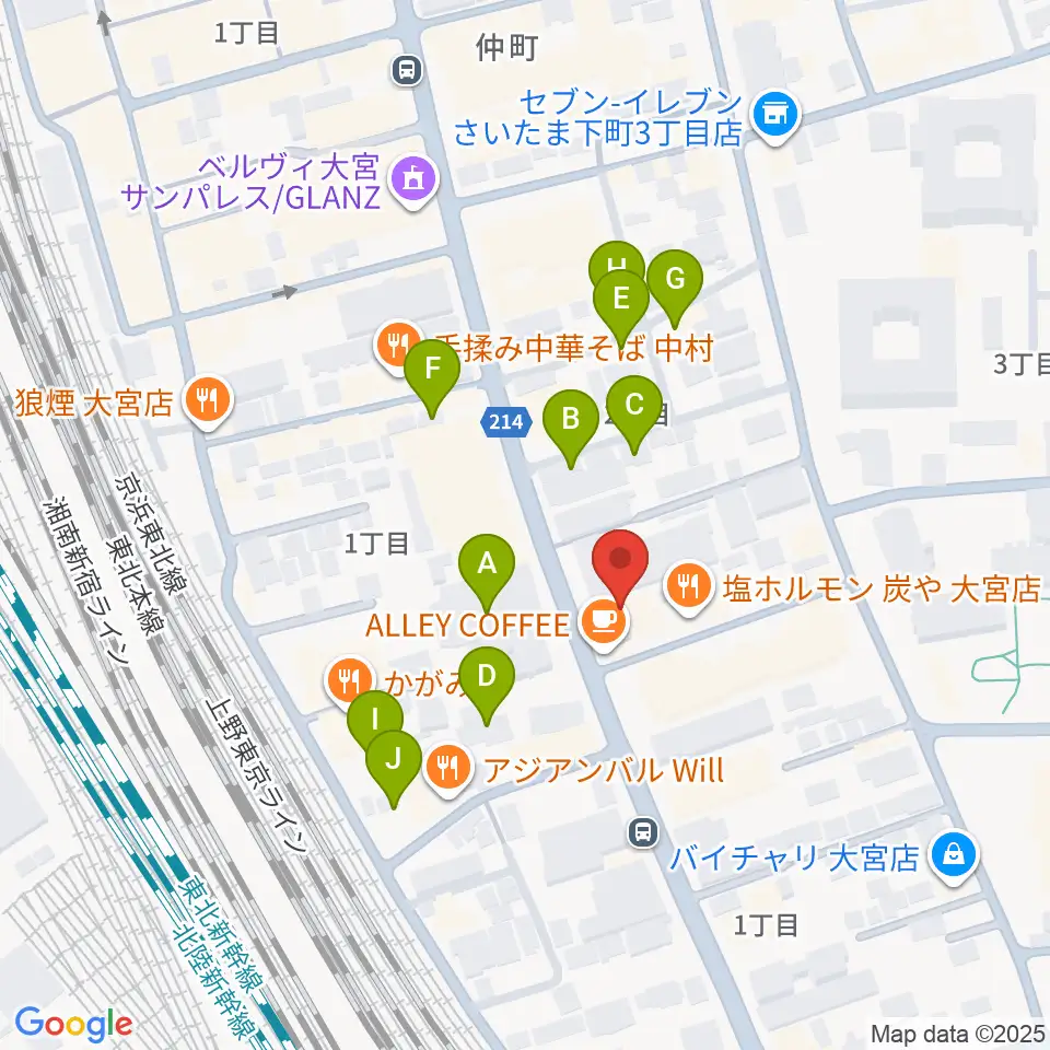 柏屋楽器 大宮ミュージックセンター周辺の駐車場・コインパーキング一覧地図