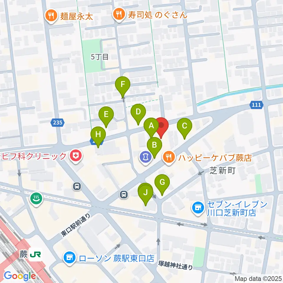 柏屋楽器 蕨ミュージックセンター周辺の駐車場・コインパーキング一覧地図