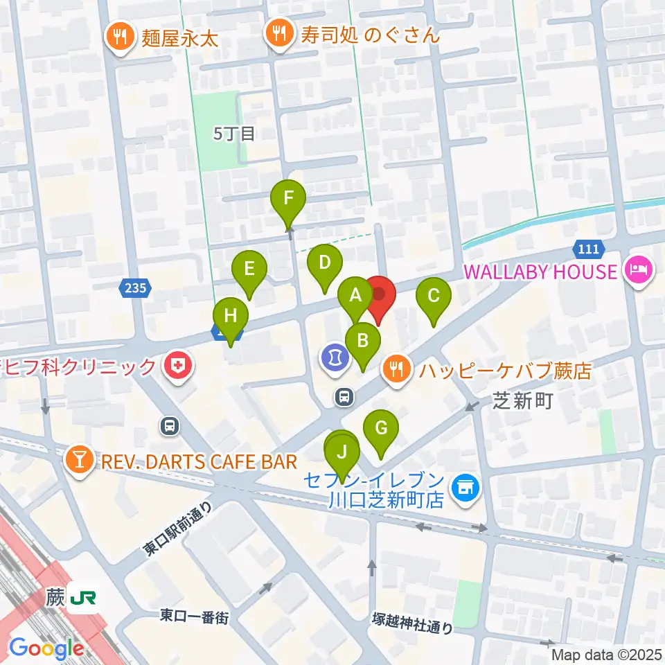 柏屋楽器 蕨ミュージックセンター周辺の駐車場・コインパーキング一覧地図