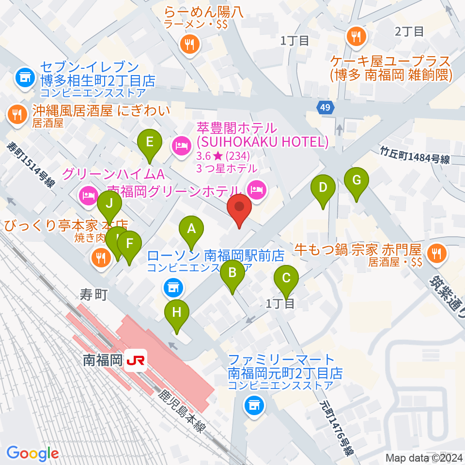 フカノ楽器店 南福岡ピアノ教室周辺の駐車場・コインパーキング一覧地図