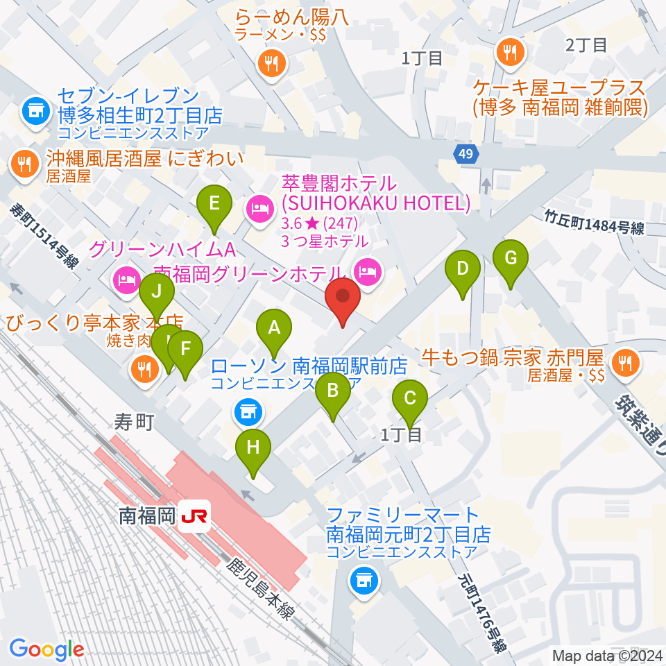 フカノ楽器店 南福岡ピアノ教室周辺の駐車場・コインパーキング一覧地図