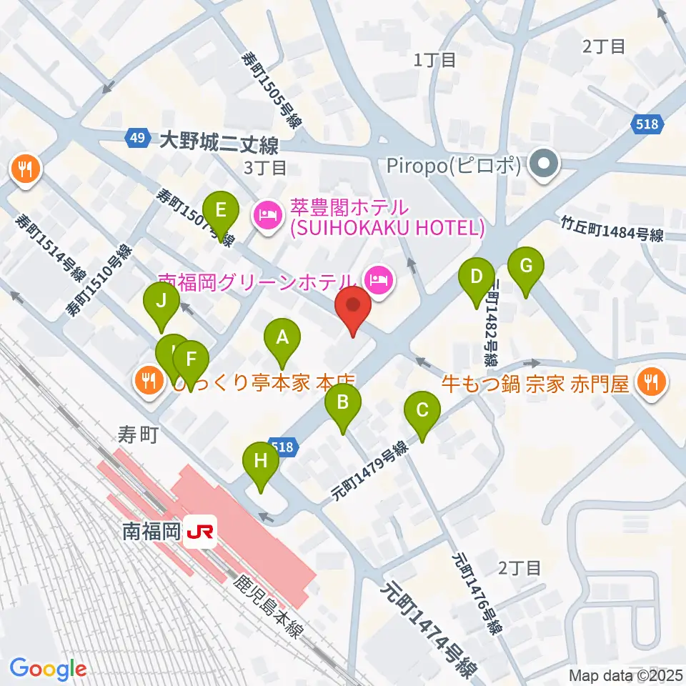 フカノ楽器店 南福岡ピアノ教室周辺の駐車場・コインパーキング一覧地図