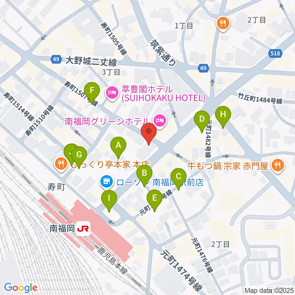 フカノ楽器店 南福岡ピアノ教室周辺の駐車場・コインパーキング一覧地図