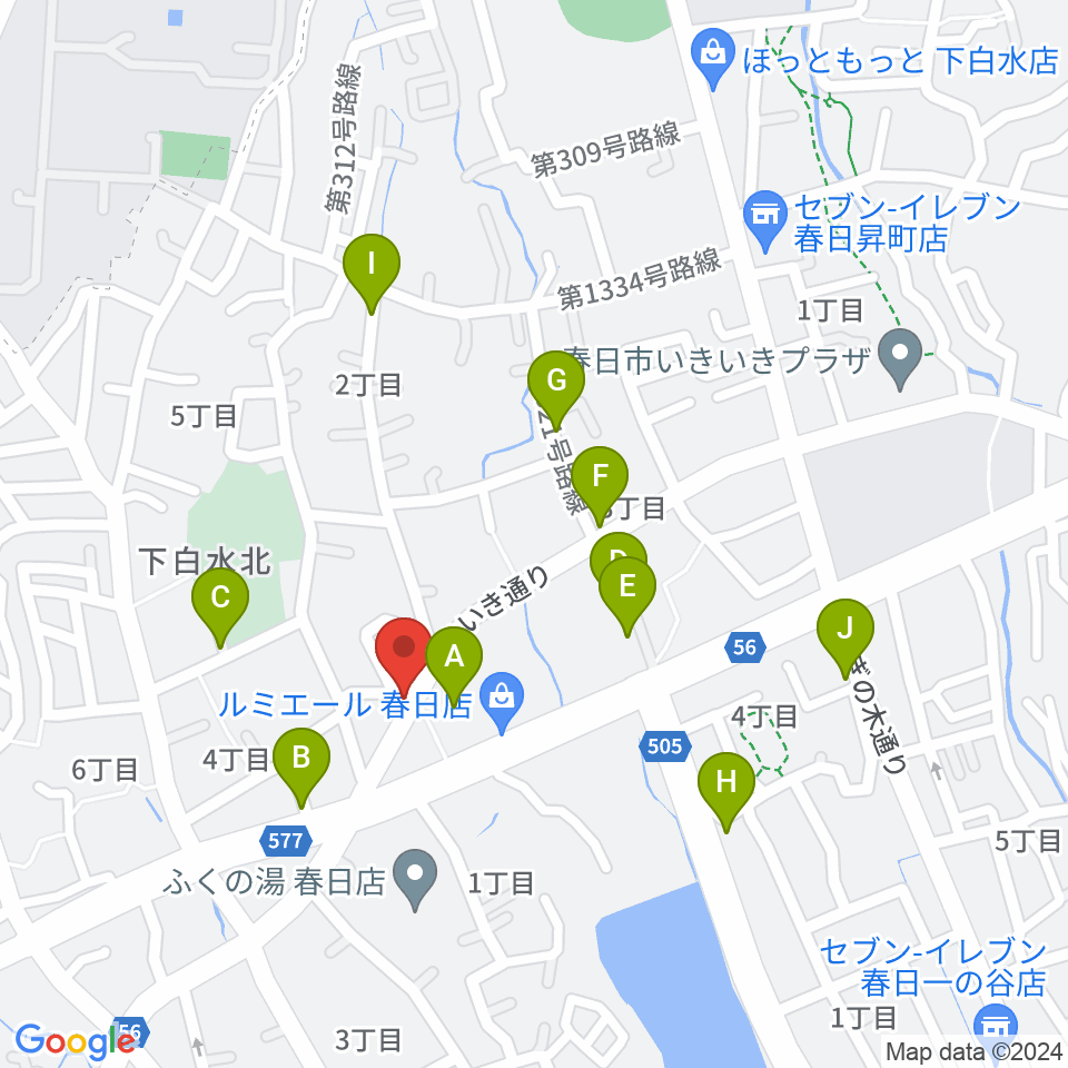 フカノ楽器店 春日ピアノ教室周辺の駐車場・コインパーキング一覧地図