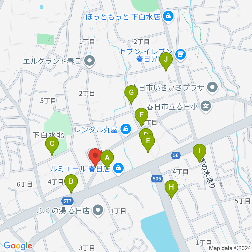 フカノ楽器店 春日ピアノ教室周辺の駐車場・コインパーキング一覧地図