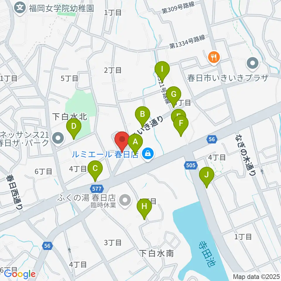 フカノ楽器店 春日ピアノ教室周辺の駐車場・コインパーキング一覧地図