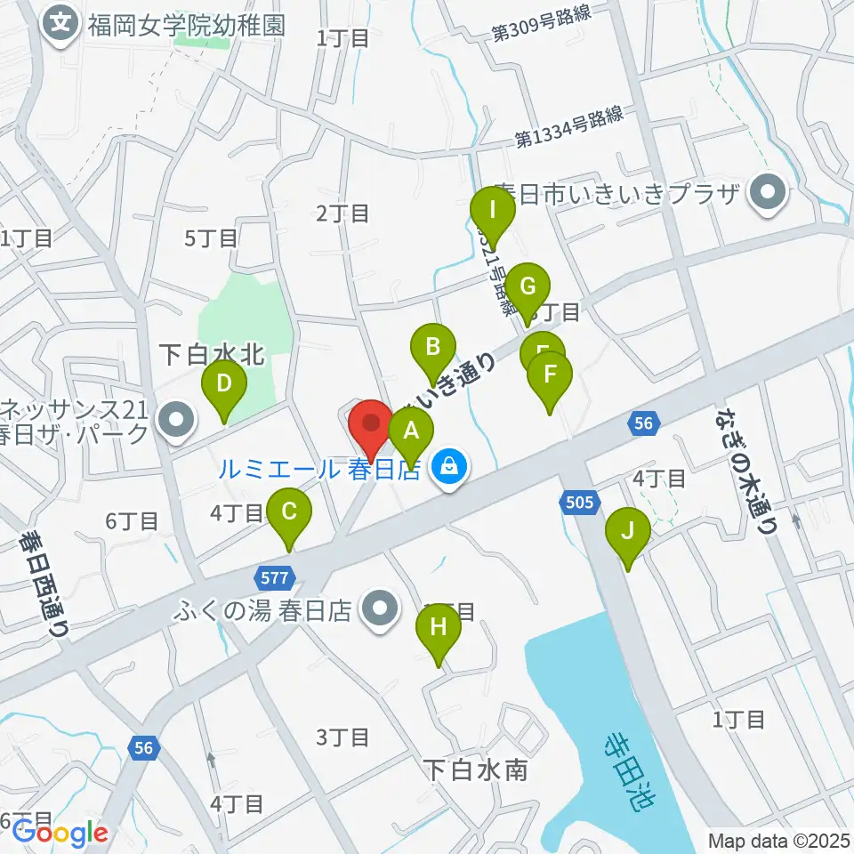 フカノ楽器店 春日ピアノ教室周辺の駐車場・コインパーキング一覧地図