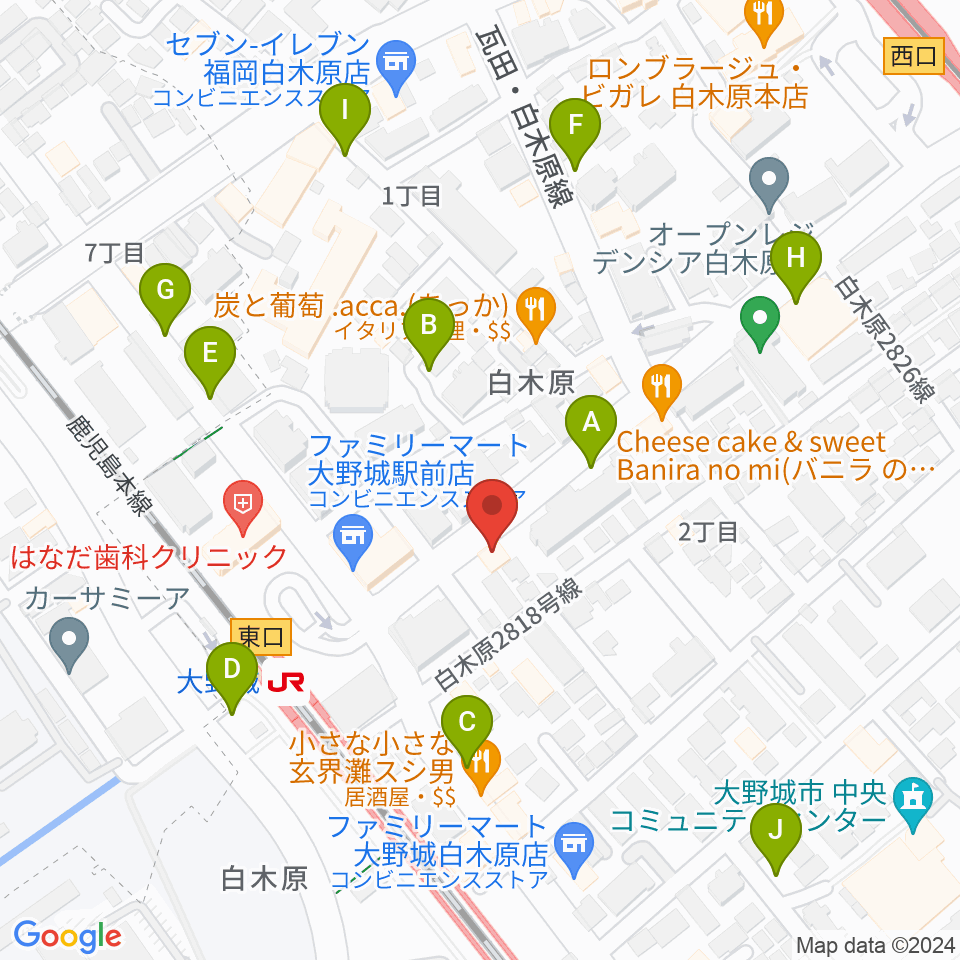 フカノ楽器店 大野城ピアノ教室周辺の駐車場・コインパーキング一覧地図