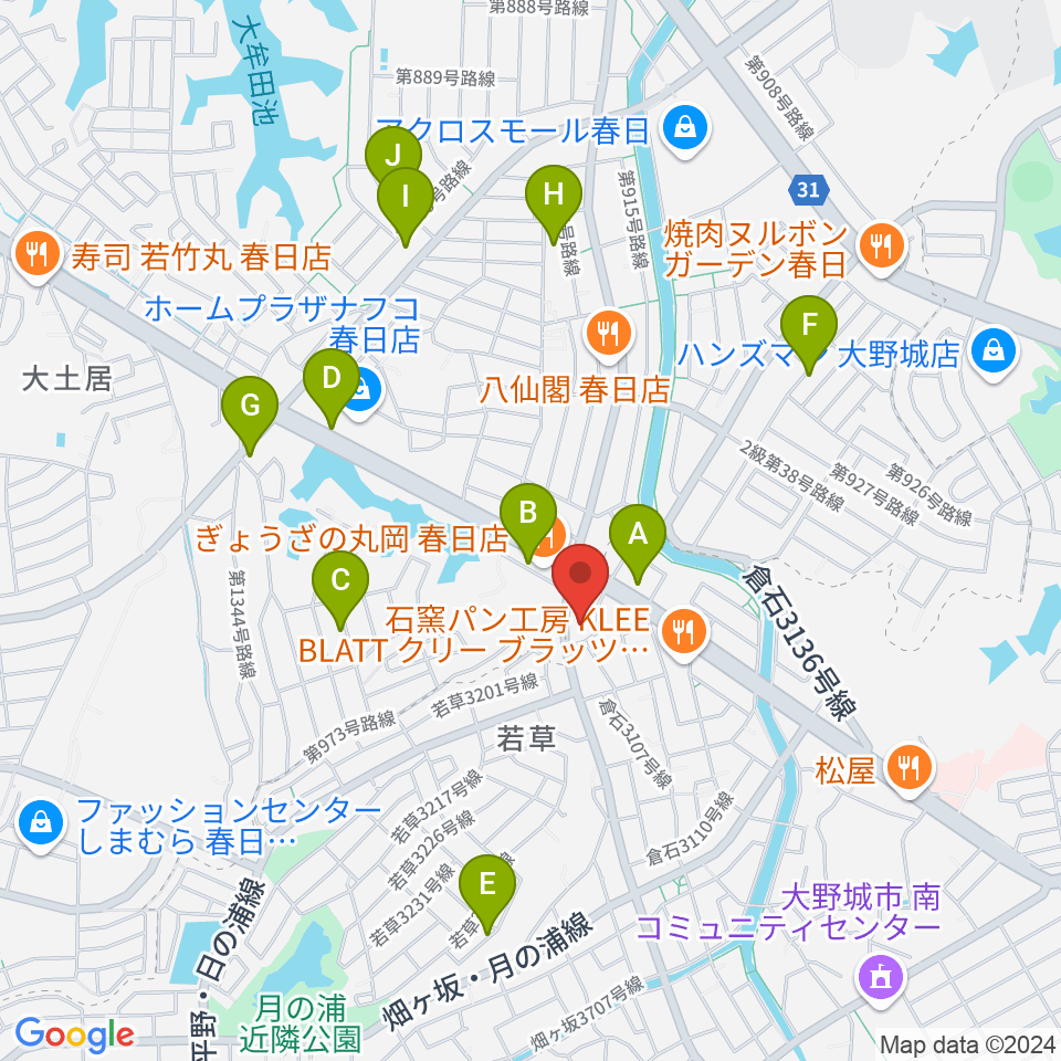 フカノ楽器店 大野城南ピアノ教室周辺の駐車場・コインパーキング一覧地図