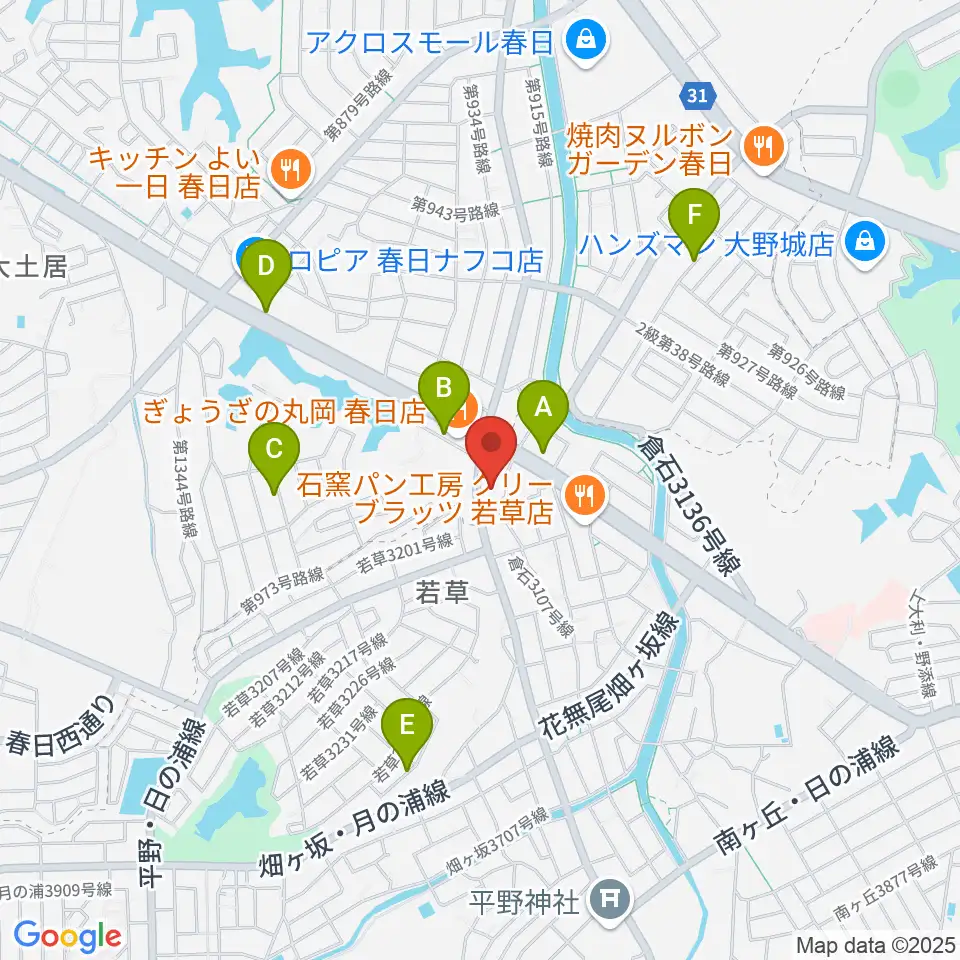フカノ楽器店 大野城南ピアノ教室周辺の駐車場・コインパーキング一覧地図