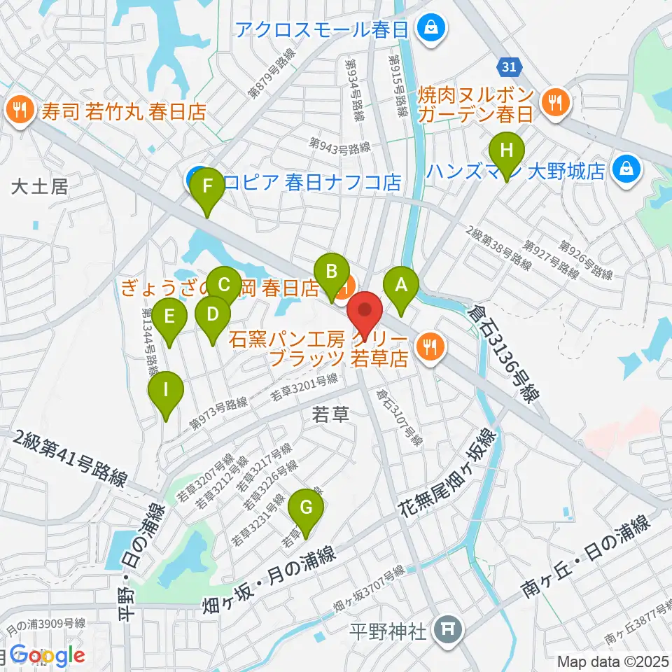 フカノ楽器店 大野城南ピアノ教室周辺の駐車場・コインパーキング一覧地図