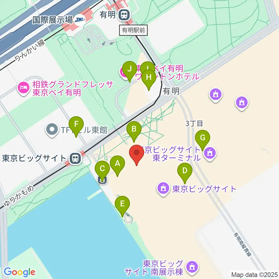 東京ビッグサイト 東京国際展示場周辺の駐車場・コインパーキング一覧地図