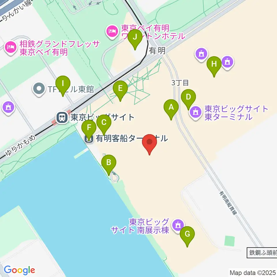 東京ビッグサイト周辺の駐車場・コインパーキング一覧地図