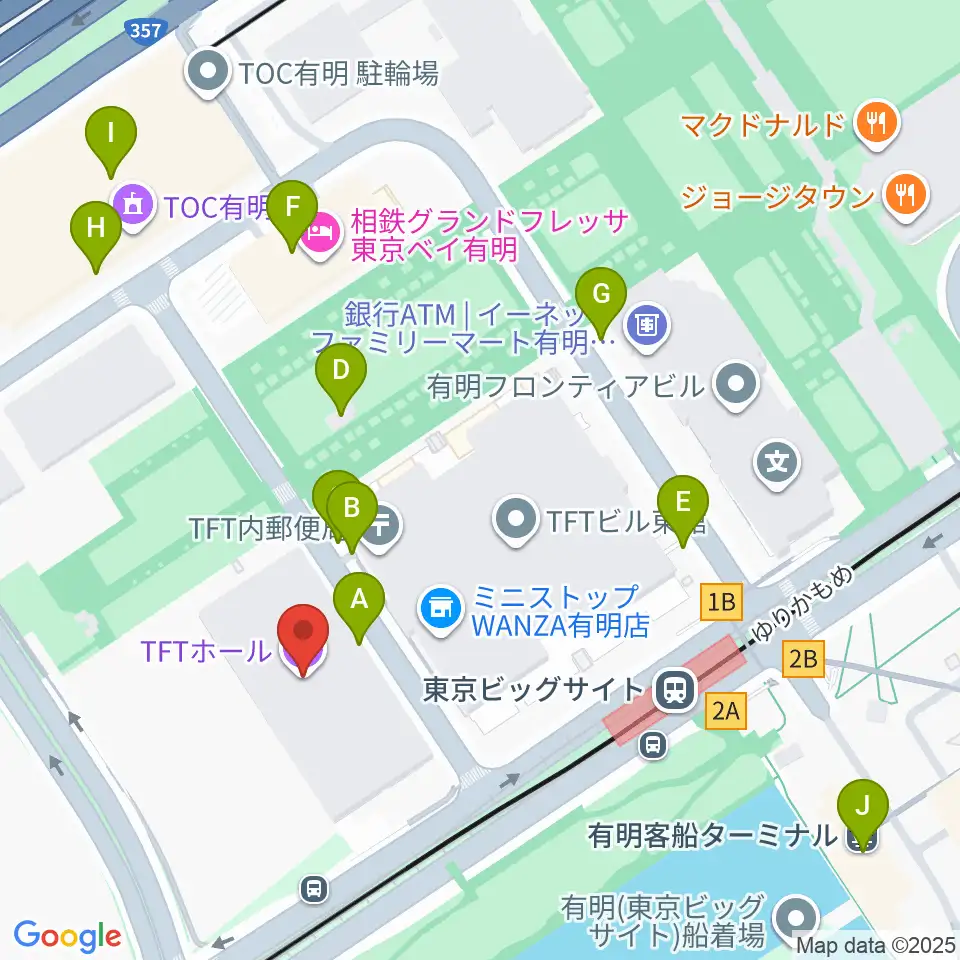 TFTホール周辺の駐車場・コインパーキング一覧地図