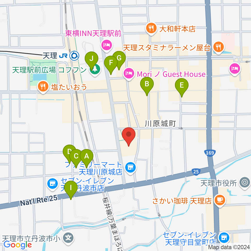 天理市民会館 やまのべホール周辺の駐車場・コインパーキング一覧地図