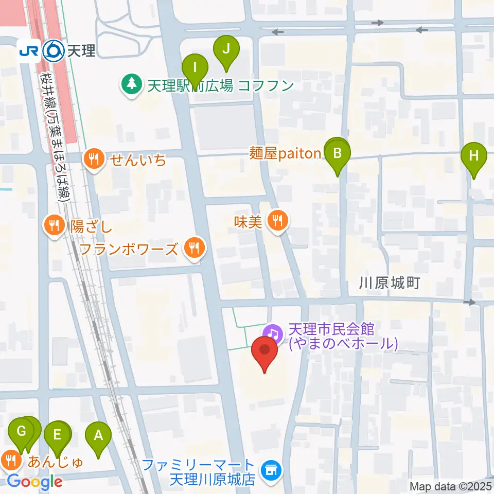天理市民会館 やまのべホール周辺の駐車場・コインパーキング一覧地図