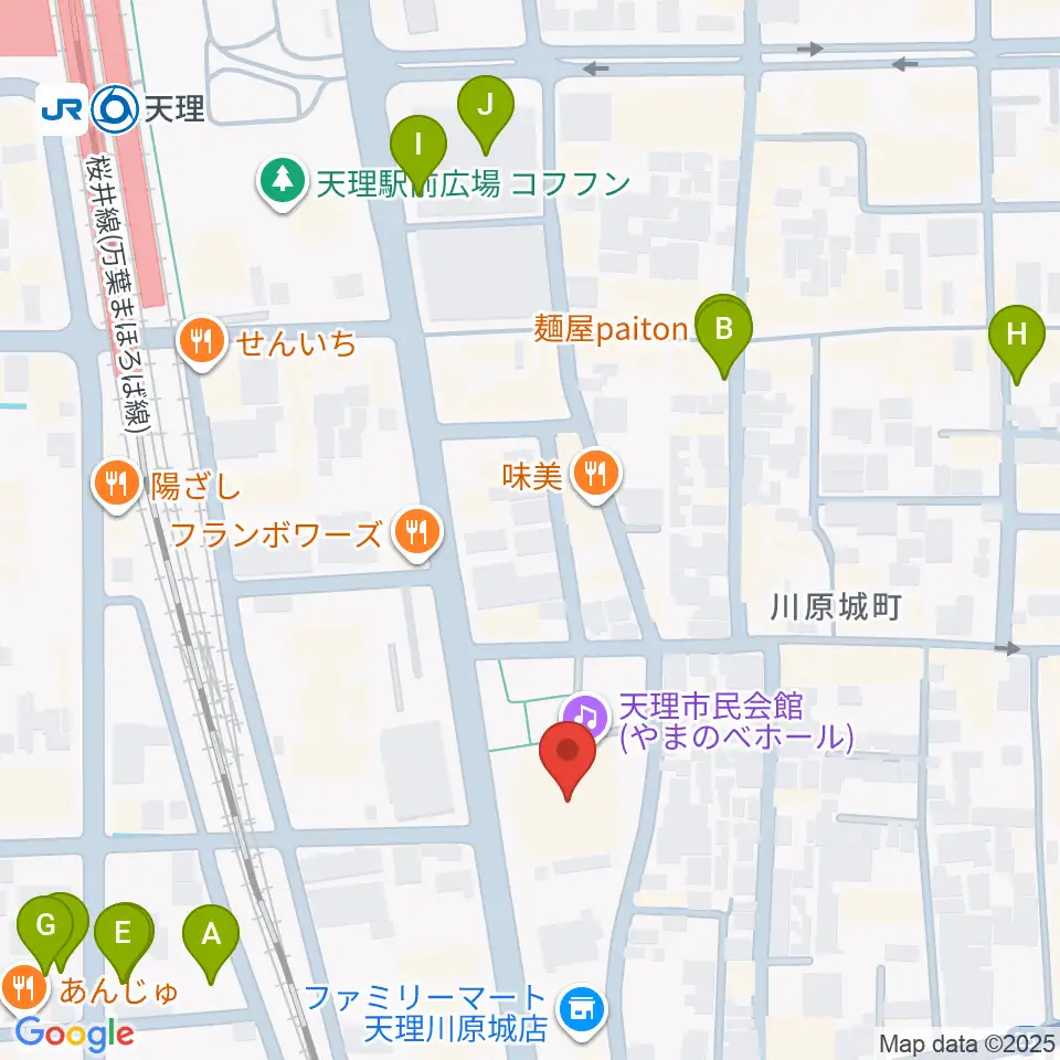 天理市民会館 やまのべホール周辺の駐車場・コインパーキング一覧地図