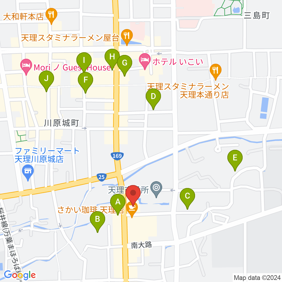 天理市文化センター周辺の駐車場・コインパーキング一覧地図