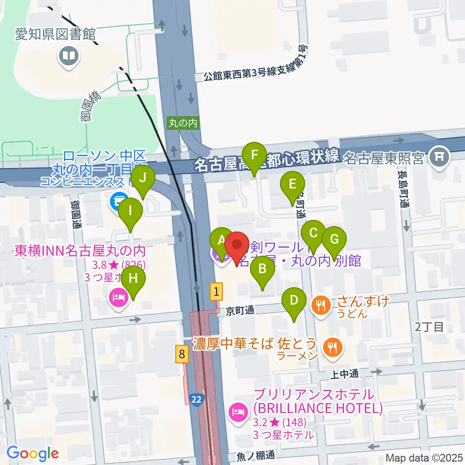 東建ホール・丸の内周辺の駐車場・コインパーキング一覧地図