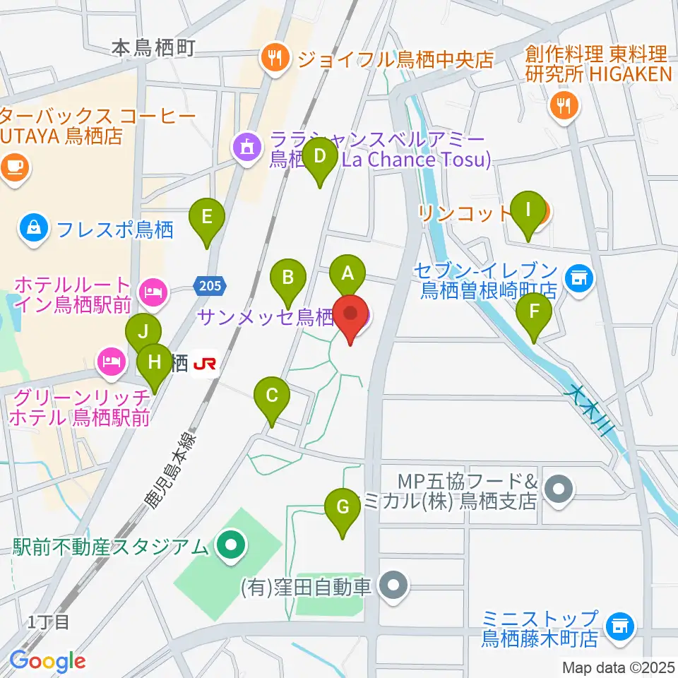 サンメッセ鳥栖周辺の駐車場・コインパーキング一覧地図