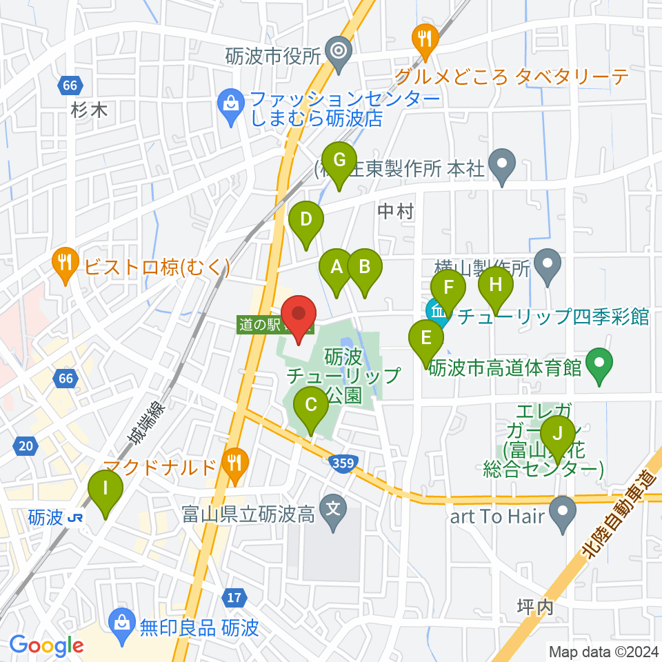 砺波市文化会館周辺の駐車場・コインパーキング一覧地図