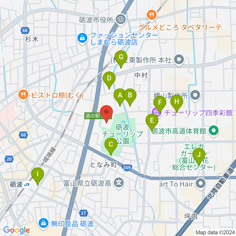 砺波市文化会館周辺の駐車場・コインパーキング一覧地図