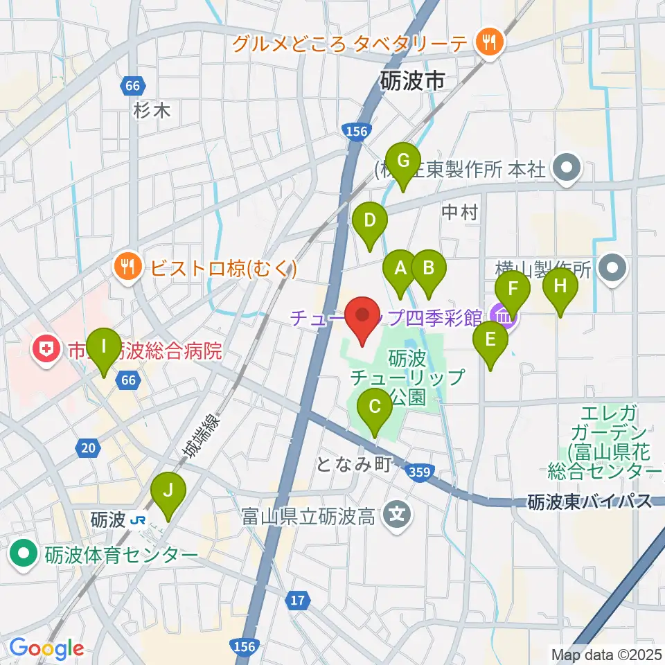 砺波市文化会館周辺の駐車場・コインパーキング一覧地図
