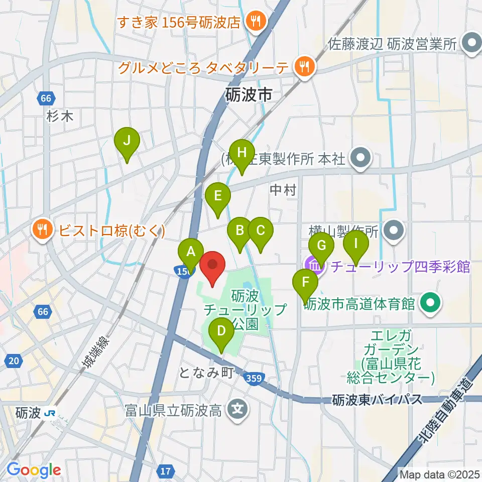 砺波市文化会館周辺の駐車場・コインパーキング一覧地図