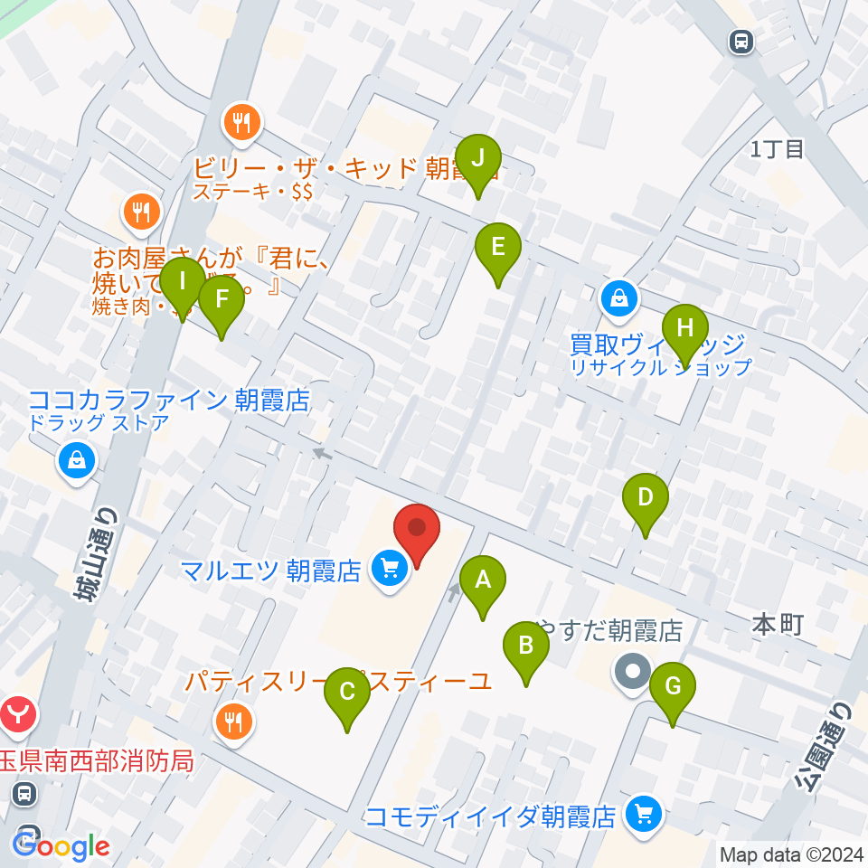 柏屋楽器 朝霞ミュージックセンター周辺の駐車場・コインパーキング一覧地図