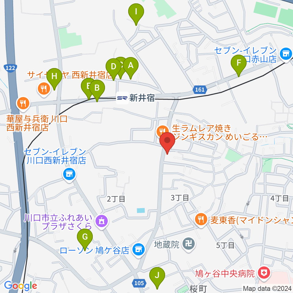 柏屋楽器 鳩ヶ谷ミュージックセンター周辺の駐車場・コインパーキング一覧地図