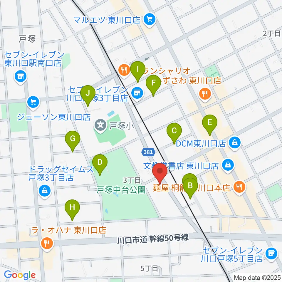 柏屋楽器 ミュージックサロン東川口周辺の駐車場・コインパーキング一覧地図