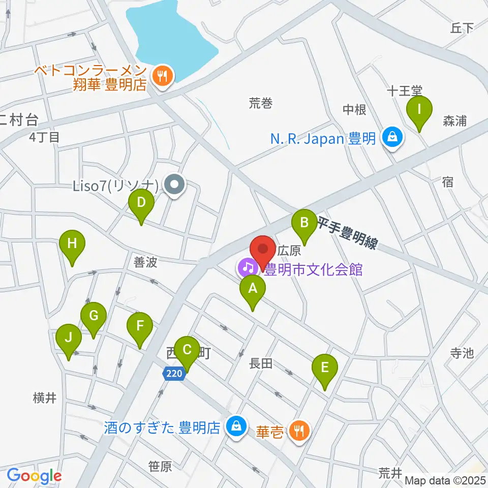 豊明市文化会館周辺の駐車場・コインパーキング一覧地図