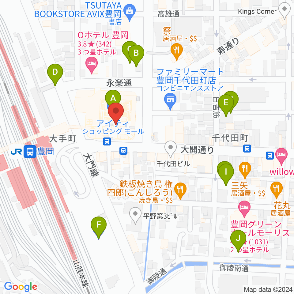 豊岡市民プラザ周辺の駐車場・コインパーキング一覧地図
