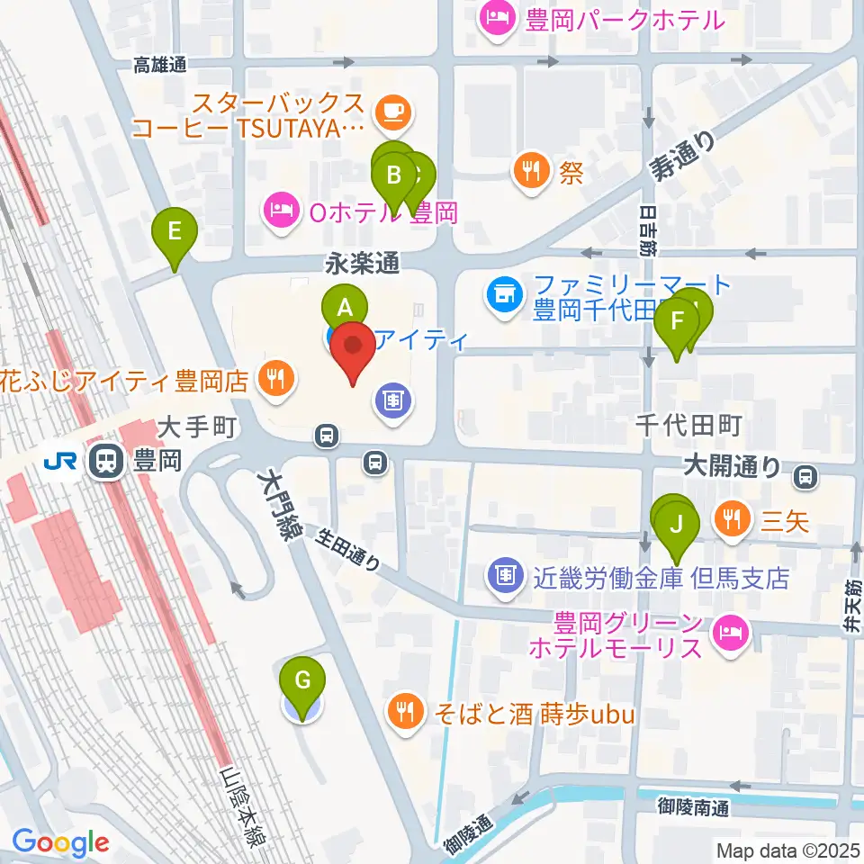 豊岡市民プラザ周辺の駐車場・コインパーキング一覧地図