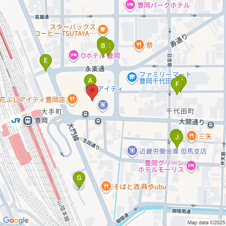 豊岡市民プラザ周辺の駐車場・コインパーキング一覧地図