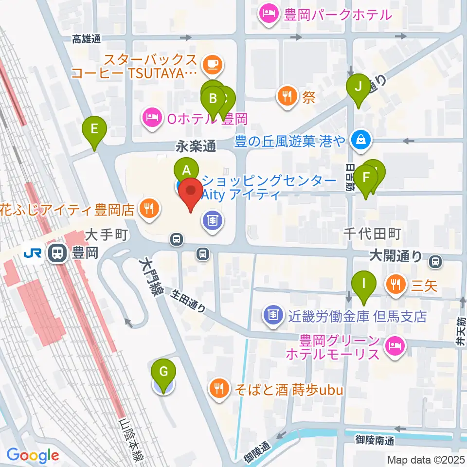 豊岡市民プラザ周辺の駐車場・コインパーキング一覧地図