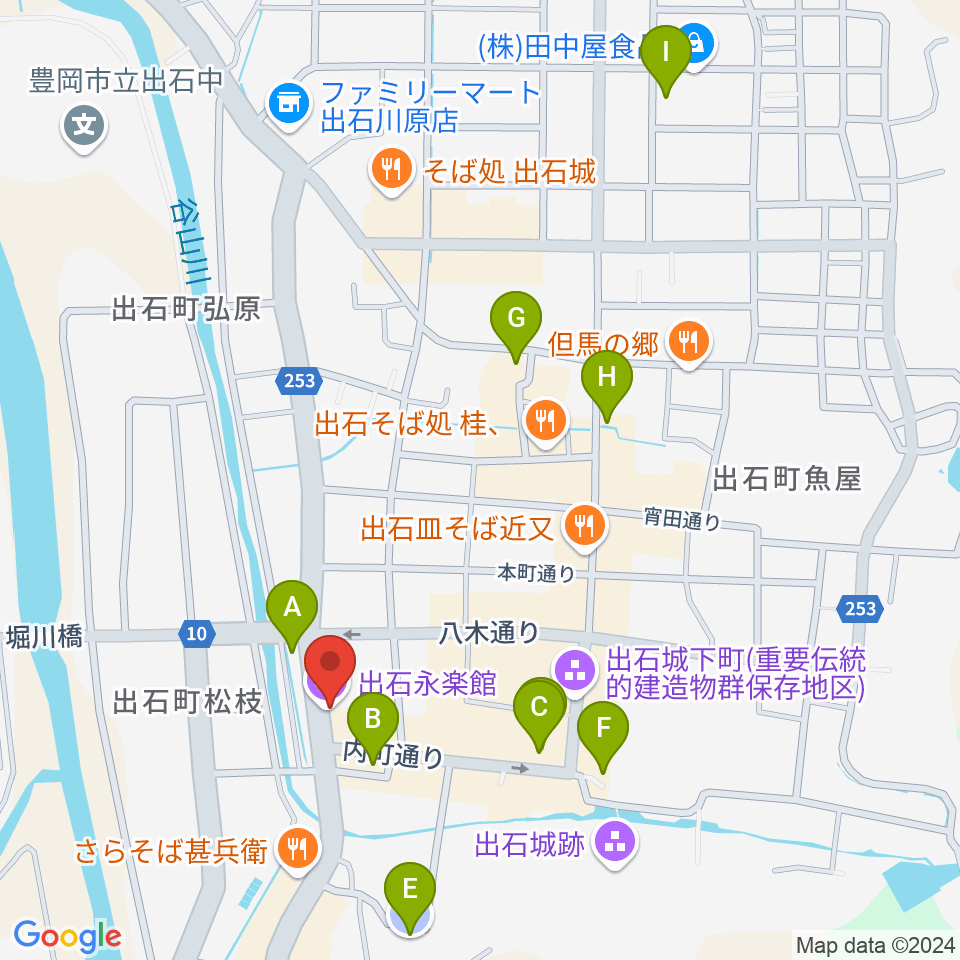 出石永楽館周辺の駐車場・コインパーキング一覧地図