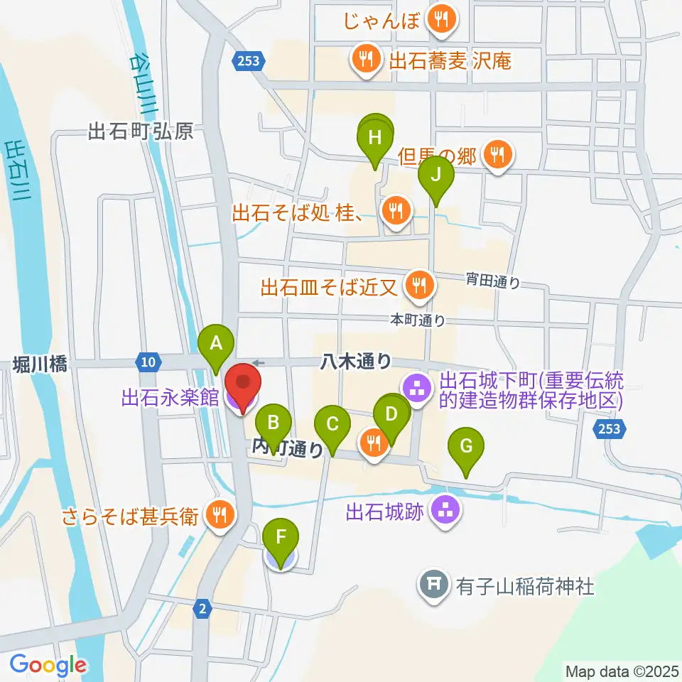 出石永楽館周辺の駐車場・コインパーキング一覧地図